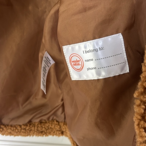 Wonder Nation Kids Brown Sherpa Teddy Button Down Coat Girls size 4-5 - Picture 5 of 11